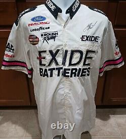 Roush Racing Large Exide Race Used Burton Signed Crew Shirt NASCAR Truck Series
