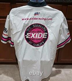 Roush Racing Large Exide Race Used Burton Signed Crew Shirt NASCAR Truck Series