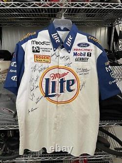 Rusty Wallace Miller Lite Nascar Race Used Pit Crew Shirt 2X Signed By Crew #09