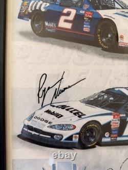 Team Penske 50 Wins Autoed Print NASCAR Ryan Newman Rusty Wallace Bobby Allison
