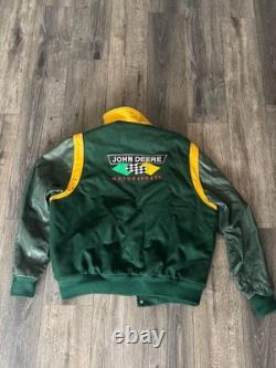 TomKin John Deere Motorsports Chad Little #23 Wool Leather Varsity Jacket Size TomKin John Deere Motorsports Chad Little #23 Wool Leather Varsity Jacket Size