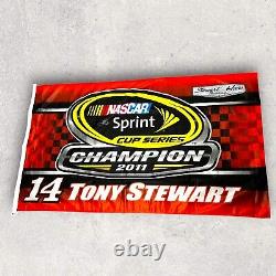 Tony Stewart signed 3x5 CHAMPIONSHIP FLAG OFFICE DEPOT 2011 NASCAR SPRINT CUP