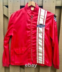 VINTAGE 1960s / 70s RED CHEVROLET PIT CREW RACING JACKET CHEVY RACE NASCAR GM