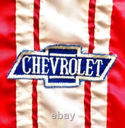 VINTAGE 1960s / 70s RED CHEVROLET PIT CREW RACING JACKET CHEVY RACE NASCAR GM