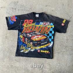 VINTAGE 90s Kenny Irwin #28 Havoline All Over Print NASCAR Racing T-shirt XL USA