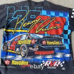 VINTAGE 90s Kenny Irwin #28 Havoline All Over Print NASCAR Racing T-shirt XL USA