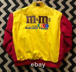 VINTAGE 90s M&M NASCAR RACING JACKET YELLOW RED ERNIE IRVAN MENS XL #36