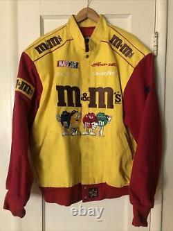 VINTAGE 90s M&M NASCAR RACING JACKET YELLOW RED ERNIE IRVAN MENS XL #36