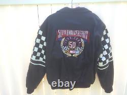 VINTAGE NASCAR 50th ANNIVERSARY JEFF HAMILTON RACING BLACK LEATHER JACKET XL