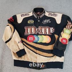 VINTAGE NASCAR Jacket Mens Extra Large Black Elliott Sadler M&M's Jeff Hamilton