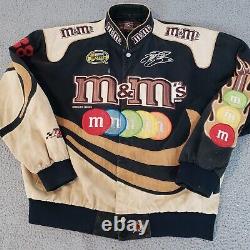 VINTAGE NASCAR Jacket Mens Extra Large Black Elliott Sadler M&M's Jeff Hamilton
