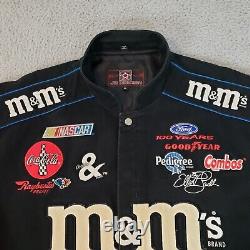 VINTAGE NASCAR Jacket Mens Extra Large Black Elliott Sadler M&M's Jeff Hamilton