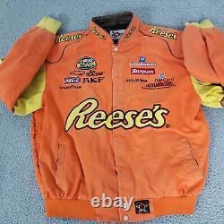 VINTAGE NASCAR Jacket Mens Large Orange Reeses Kevin Harvick Jeff Hamilton JH