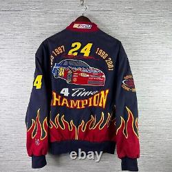 VINTAGE Nascar Jacket Mens 2XL Jeff Gordon Champion Flames Embroidered Y2K JH