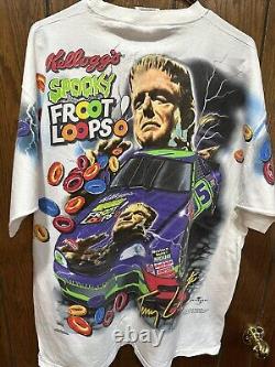 VTG 1997 NASCAR Terry Labonte Frankenstein Fruit Loops T Shirt All Over XL AOP