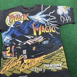 VTG 90S Rusty Wallace Black Magic Nascar All Over Print T Shirt Race Tee Mens M