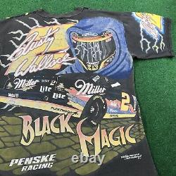 VTG 90S Rusty Wallace Black Magic Nascar All Over Print T Shirt Race Tee Mens M