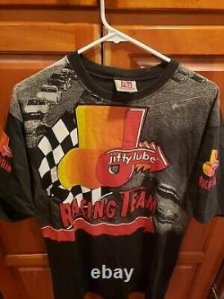 VTG 90s Nascar T Shirt All Over Print Jiffy Lube Racing Team Tee XL Winners Race