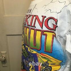 VTG Mens Large All Over Print Smokin Joes Racing Camel King Hut Nascar Shirt
