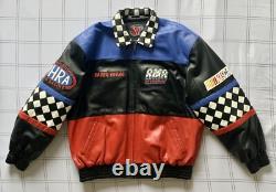 VTG NASCAR Rocky Mountain Racing Jacket Mens L Checkered Flame Drag Logo 90s Y2K