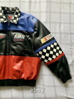 VTG NASCAR Rocky Mountain Racing Jacket Mens L Checkered Flame Drag Logo 90s Y2K