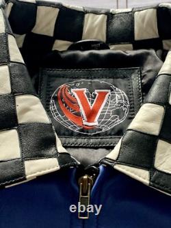 VTG NASCAR Rocky Mountain Racing Jacket Mens L Checkered Flame Drag Logo 90s Y2K