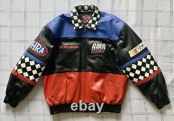 VTG NASCAR Rocky Mountain Racing Jacket Mens L Checkered Flame Drag Sponsor 90s
