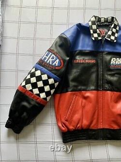 VTG NASCAR Rocky Mountain Racing Jacket Mens L Checkered Flame Drag Sponsor 90s