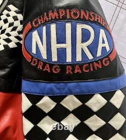 VTG NASCAR Rocky Mountain Racing Jacket Mens L Checkered Flame Drag Sponsor 90s