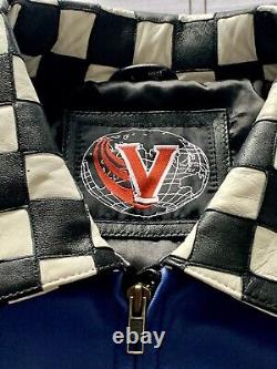 VTG NASCAR Rocky Mountain Racing Jacket Mens L Checkered Flame Drag Sponsor 90s