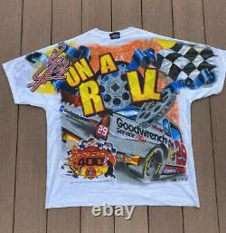 VTG Y2K NASCAR #24 Jeff GORDON Looney Tunes Racing All Over Print T Shirt L XL