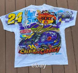VTG Y2K NASCAR #24 Jeff GORDON Looney Tunes Racing All Over Print T Shirt L XL