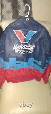 Valvoline Nascar Racing Leather Bomber Jacket 30150 USA Made Autograph Mark Mart