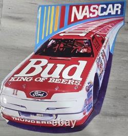 Vintage 1990s Budweiser NASCAR Tin Sign Embossed Die Cut Bill Elliott #11 Ford