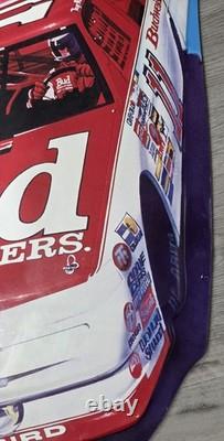 Vintage 1990s Budweiser NASCAR Tin Sign Embossed Die Cut Bill Elliott #11 Ford