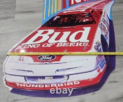 Vintage 1990s Budweiser NASCAR Tin Sign Embossed Die Cut Bill Elliott #11 Ford