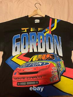 Vintage 1993 Jeff Gordon Du Pont Racing All Over Print Nascar T-Shirt