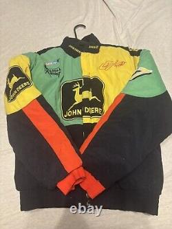 Vintage 1998 Chad Little John Deere Racing Jacket Roush branded Medium NASCAR