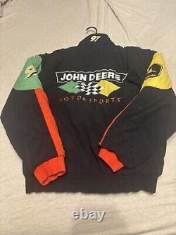 Vintage 1998 Chad Little John Deere Racing Jacket Roush branded Medium NASCAR