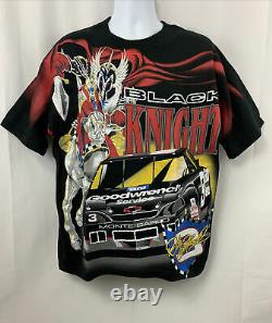 Vintage 90s Dale Earnhardt Sr Nascar Racing Black Knight All Over Print Shirt L