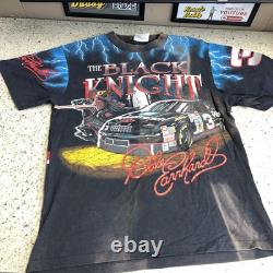 Vintage 90s Dale Earnhardt The Black Knight AOP NASCAR Shirt Size L RARE