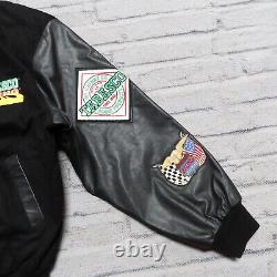 Vintage 90s Jeff Hamilton Team Tabasco Racing Leather Wool Jacket Size M