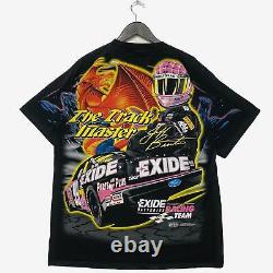Vintage 90s NASCAR Jeff Burton T-shirt Size L Racing Track Master All Over Print