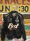 Vintage Budweiser Nascar Racing Jacket Black Leather Jeff Hamilton Design Sz Xl
