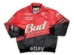 Vintage Budweiser Racing Leather Jacket NASCAR Dale Earnhardt Jr Jeff Hamilton