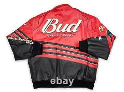 Vintage Budweiser Racing Leather Jacket NASCAR Dale Earnhardt Jr Jeff Hamilton