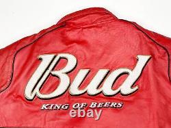 Vintage Budweiser Racing Leather Jacket NASCAR Dale Earnhardt Jr Jeff Hamilton