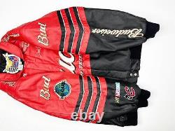 Vintage Budweiser Racing Leather Jacket NASCAR Dale Earnhardt Jr Jeff Hamilton