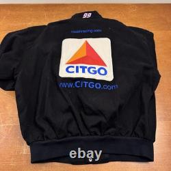 Vintage CITGO Racing Jacket Mens Large Black Snap 90s NASCAR Jeff Hamilton