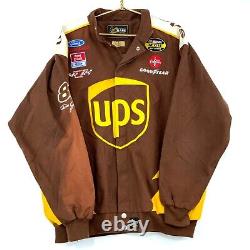 Vintage Chase Authentics Dale Jarrett #88 Ups Racing Jacket Size XL Brown Nascar
